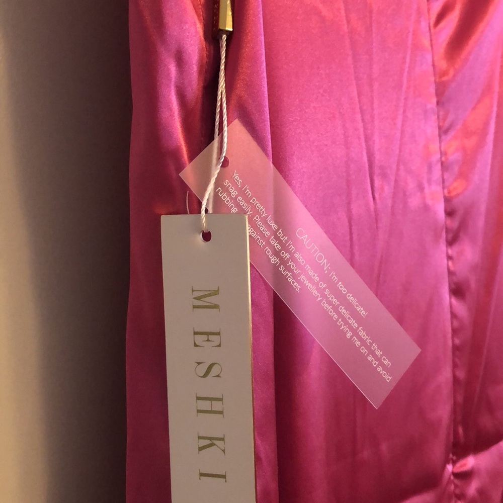 BNWT Meshki Pink Satin Dress AU L - Picture 2 of 3
